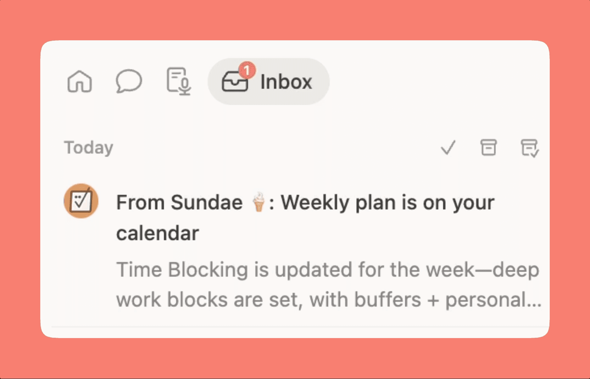 Sundae’s Sunday-night notification