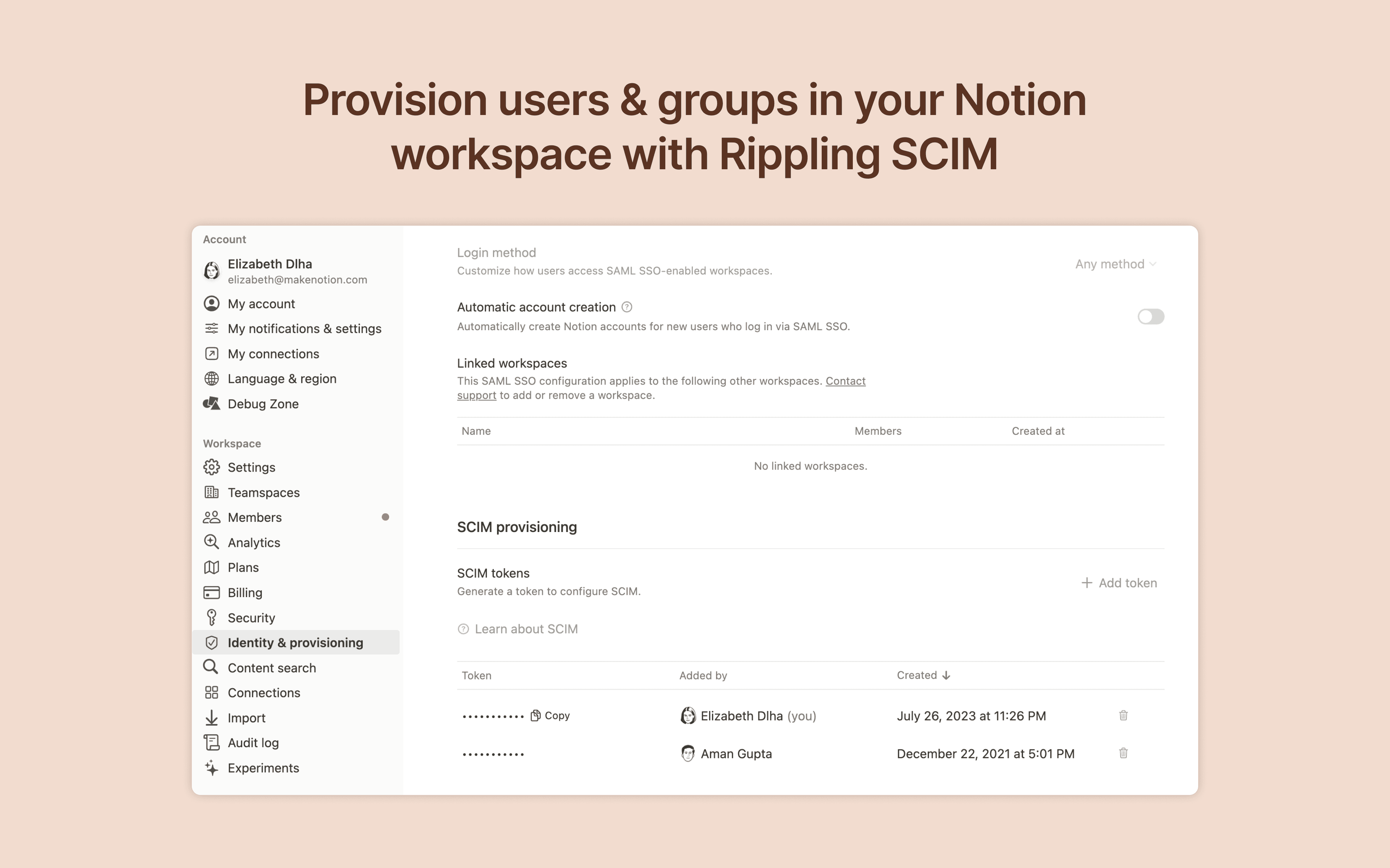 Provision users & groups in your Notion workspace