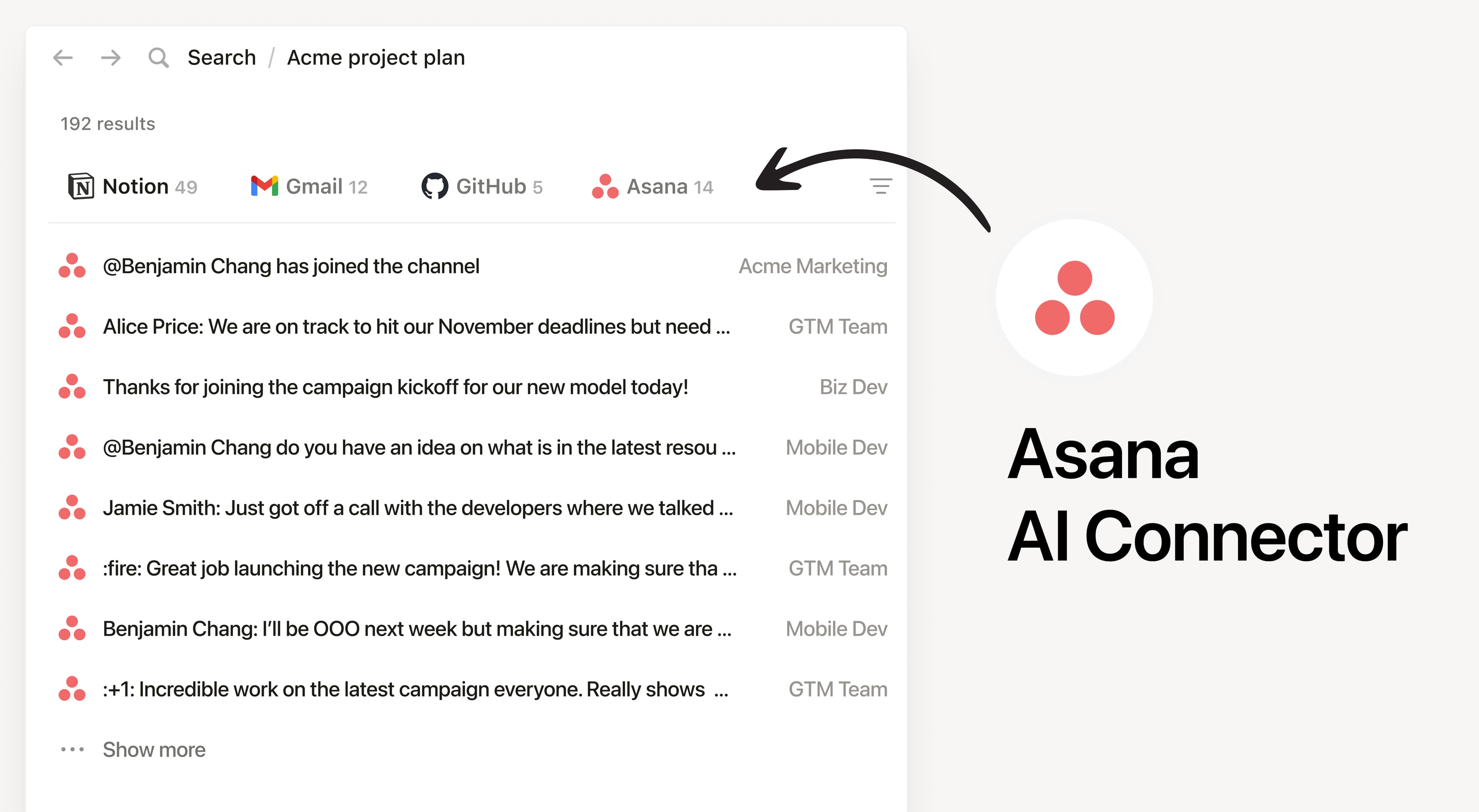 Search your Asana tasks and projects from Notion