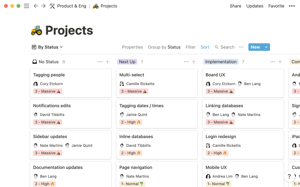 A fictionalized version of our engineering projects database.