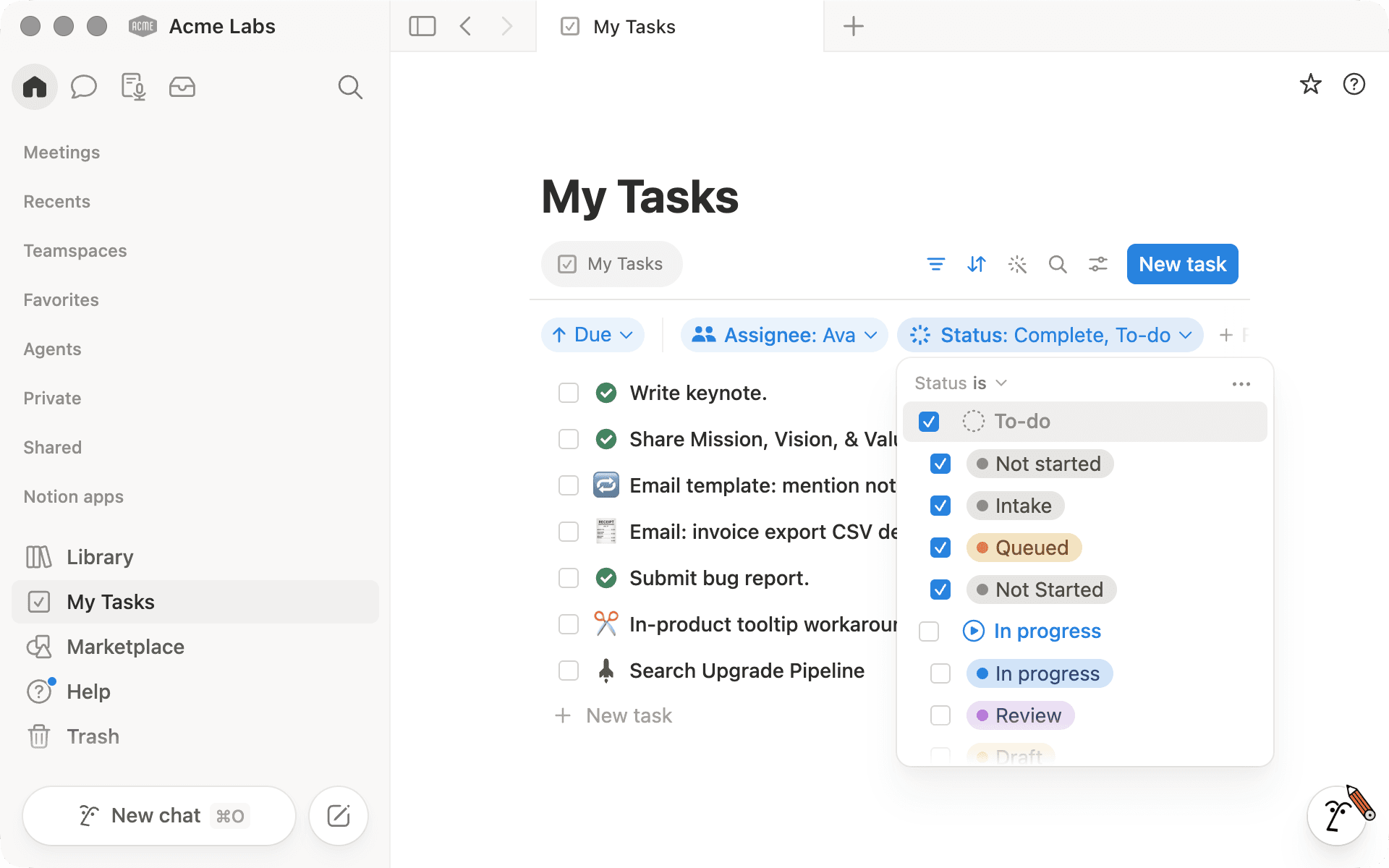 Adjust filters if you want to see tasks assigned to anyone else on your team.