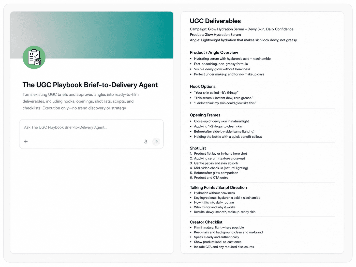 The UGC Playbook Brief-to-Delivery Agent