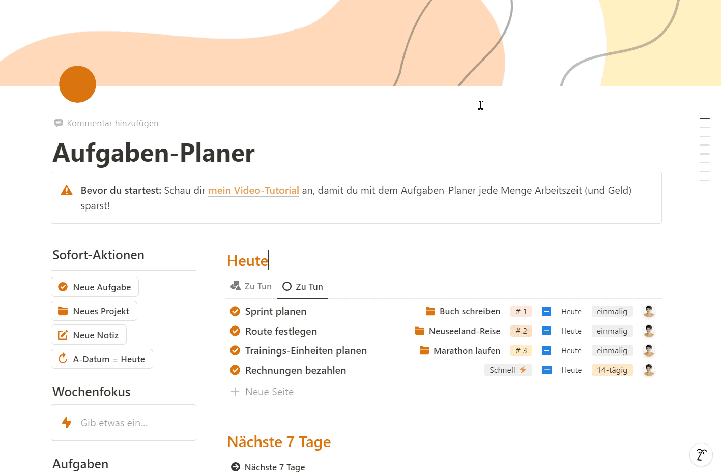Aufgabenplaner für 0 €